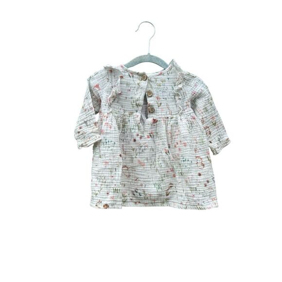 Elegant Baby MEADOW ORGANIC MUSLIN DRESS size 0 to 3 months . Boho confy soft - Picture 2 of 5